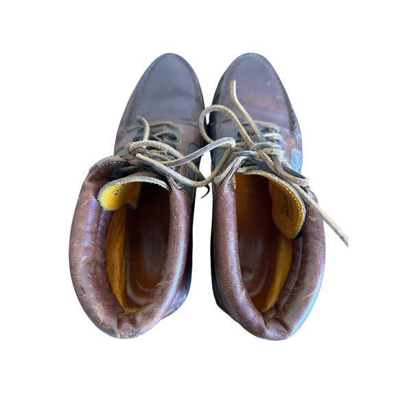Vintage Timberland Men’s Brown/Green Leather Moc Toe Chukka Boots Size 11W